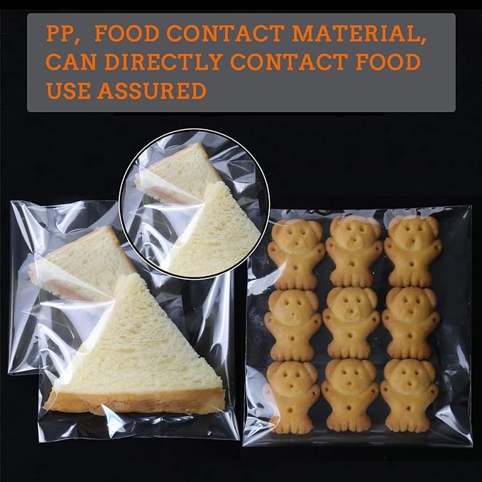 950 PCS Clear Resealable Cellophane Bags 4 Sizes with 3.5×5，3.9×5.9, 5×6.6, 5.9×9 Inches Good for Bakery, Snacks, Candle, Soap, Cookie, Jewelry, Cards