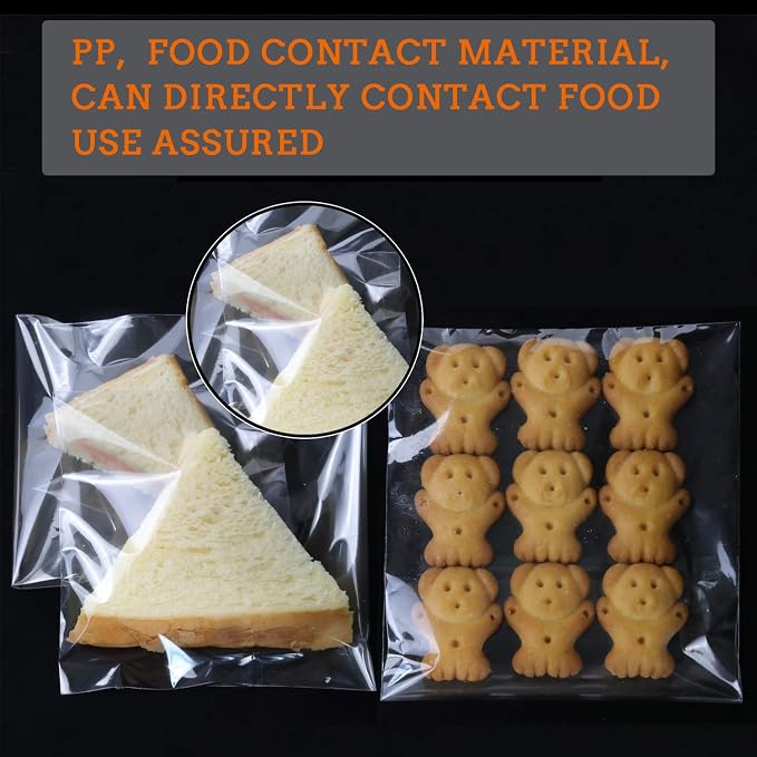 480 PCS Clear Resealable Cellophane Bags 2 Sizes with 180 PCS 3.5×5 Inches, 300 PCSS 4×6 Inches Good for Bakery, Snacks, Candle, Soap, Cookie, Cards.