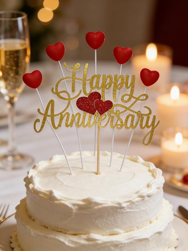Acrylic Happy Birthday Cake Topper Durable Reusable Perfect for Birthday Cakes, Cupcakes, Dessert Tables Ideal for Kids Adults Birthday Celebrants (Gold,Red)