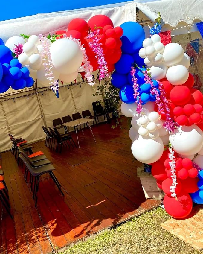 Red White and Blue Balloons Garland Arch Kit 154pcs 4th of July Decorations with Confetti Latex Balloons for Independence Day Graduation Baseball Birthday Party Decorations