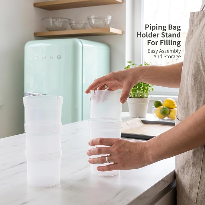 Easy Fill Piping Bag Holder Stand Piping Tip Organizer | Adjustable Height Bag Holder Piping Bag Holder for Filling Clear Cream Icing Bags Rack Cake Decorating Supplies