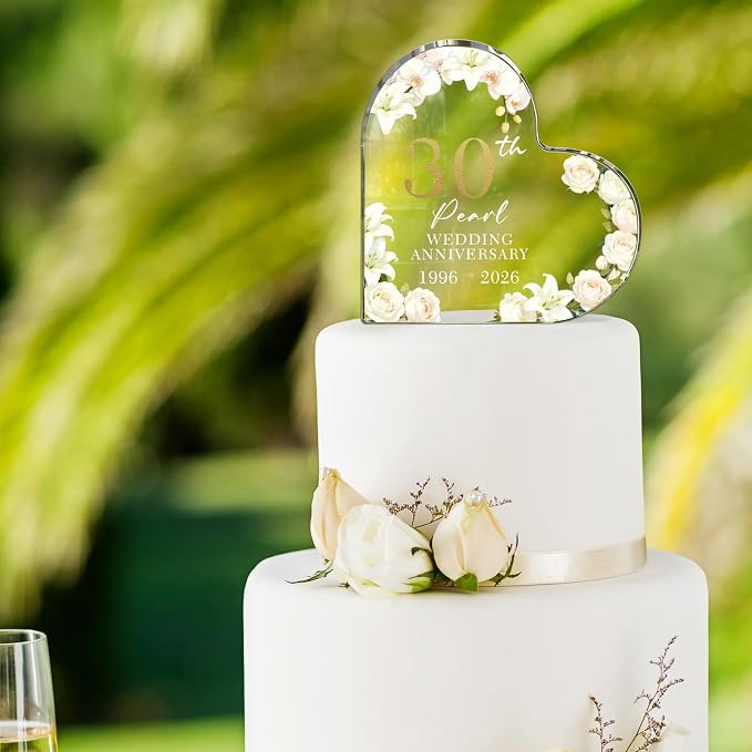 30th Wedding Anniversary Acrylic Cake Topper,30th Anniversary Decorations & Keepsake Gift for Couples(30th Anniversary)