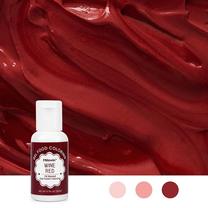 Oil Based Food Coloring for Chocolate, 20ml Edible Wine Red Oil Based Food Coloring Gel for Cake Decorating, Sugar, Candy Melts, Baking, Cookies, Icing Frosting, Meringues, Cream- 0.7 Fl. Oz(Wine Red)