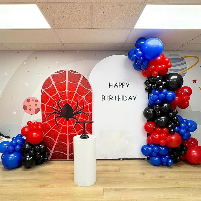Bonropin 159pcs Black Red and Blue Balloons Arch Garland Kit, Spider Theme Balloon Arch with Explosion Star Balloons for Men Baby Shower Spider Theme Birthday Party Decorations