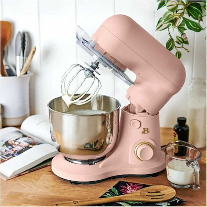 3.5 Qt Stand Mixer, with Flat Beater, Dough Hook, Whisk (Pink)