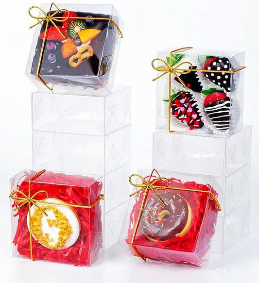 25Pack Full Clear Cookies Boxes 5x5x2Inches Bakery Boxes for Strawberries,Chocolate Bomb,Cakesickle,Mini Cake Cinnamon Roll &more