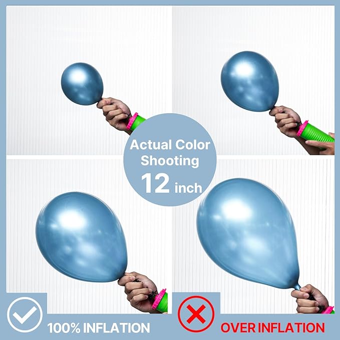 PartyWoo Metallic Light Blue Balloons 100 pcs Different Sizes of 18 12 10 5 Inch Metallic Baby Blue Latex Balloon Arch Kit Garland for Graduation Baby Shower Birthday Party Decorations Blue-G119