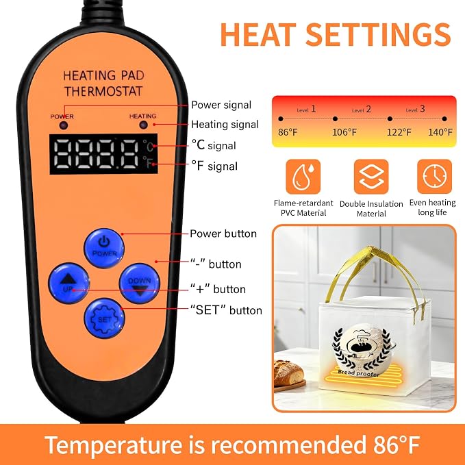 Bread Proofer Heating Pad with Warming Box, Winter Sourdough Dough Proofing Box, for Bread Making,Sourdough Warmer