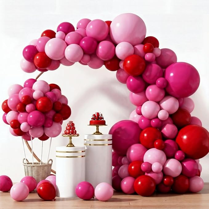 KatchOn, Pink and Red Balloon Arch Kit - Huge 18 Inch, Pack of 186 | Red and Pink Balloons for Galentines Decorations, Birthday, Bachelorette, Anniversary Decorations | Valentines Day Decorations