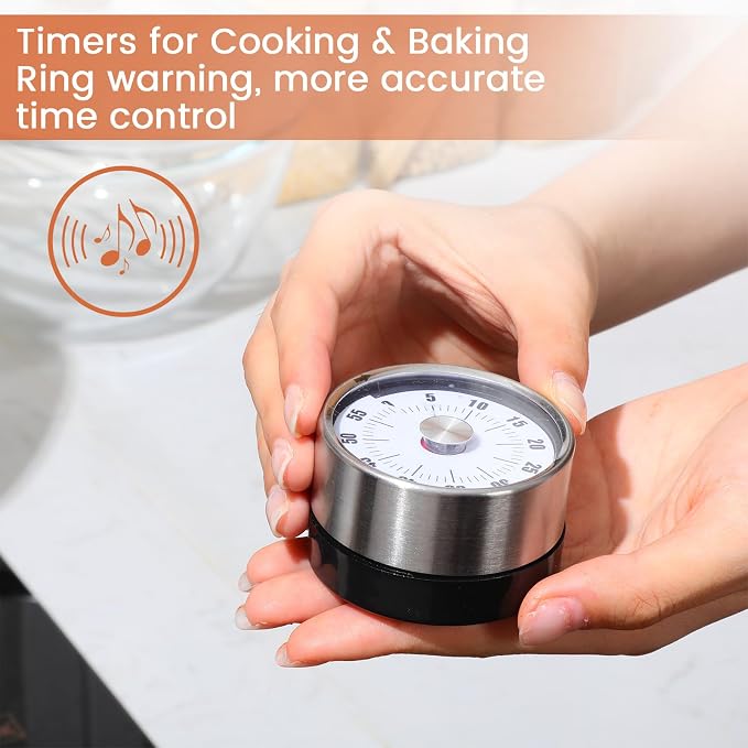 Relaxweex 6 Pcs 60 Minute Visual Timer Visual Kitchen Timer for Cooking Cook Timers Kitchen with Alarm Mechanical Class Timers for Desk Egg Countdown Chef Baking Office ADHD(White Orange)
