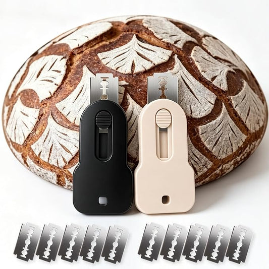 PinCute Extractable Bread Lame Sourdough Scoring Tool, 2PCS Upgraded Bread Scoring Tool Fingertip Bread Sourdough Scorer Knife Cutter for Bread Baking Includes 10 Razor Blade & Patterns Booklet