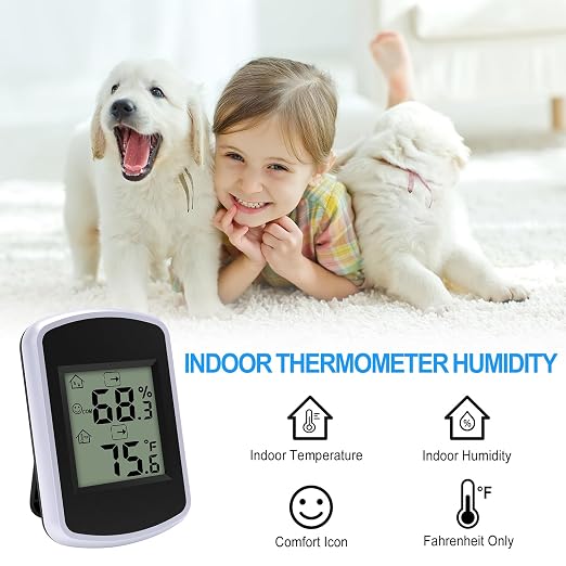 Urageuxy Digital Hygrometer Thermometer, Temperature Humidity Monitor with Fahrenheit Only, Indoor Temperature Gauge and Humidity for Home, Office, Bedroom, Baby Room, Kitchen, Greenhouse