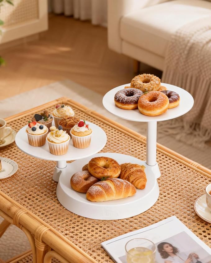 Uten 3 Tier Cupcake Stand, Plastic Cake Stand with 11” Tier Serving Tray, 38-Capacity Cupcake Tower, Cake Holder for Christmas Party, Weddings, Birthdays, Baby Showers, White