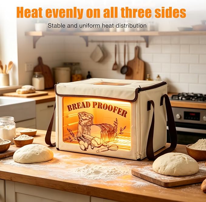 Bread Proofing Box, Dough Proofer 50-113°F Temp Precise Control & 48H Timer | 3-Sided Heating Folding Bread Proofer with Metal Rack for Dough Proofer Pizza and Yogurt