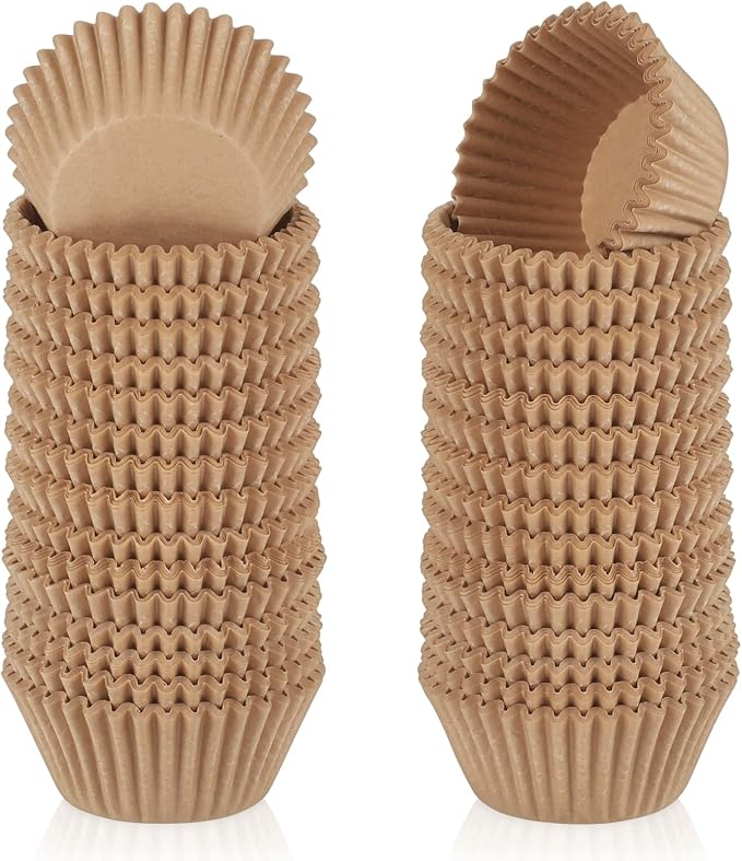 Caperci 500 Count Mini Cupcake Liners Natural Muffin Liners Greaseproof No Smell Small Cupcake Wrappers Baking Cups