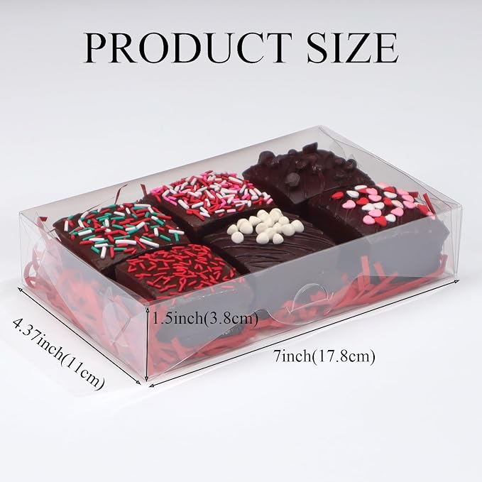 RomanticBaking 15PCS 7x4.3x1.5 Inch Clear Chocolate Covered Ore Boxes Cookie Boxes with Window Bakery Boxes for Cakesickle,Truffle, Bomb Dount,Cake &Gift Treat Boxes for Party Favors
