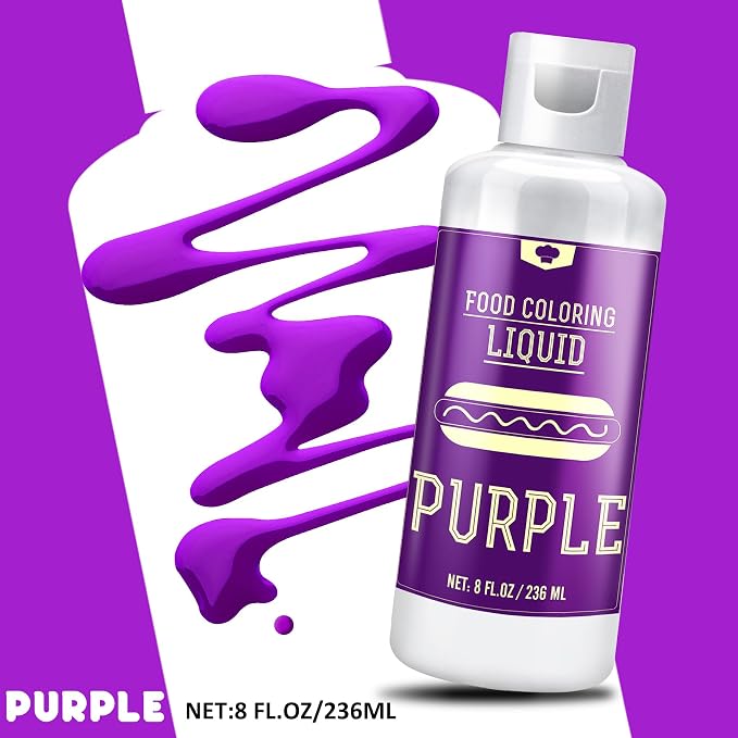 Food Coloring for Halloween - 240ml Liquid Vivid Food Coloring for Baking, Cake, Icing, Cookie, Fondant and Macaron - Tasteless Concentrated Food Color Dye for DIY Soap Making and Crafts (Purple)
