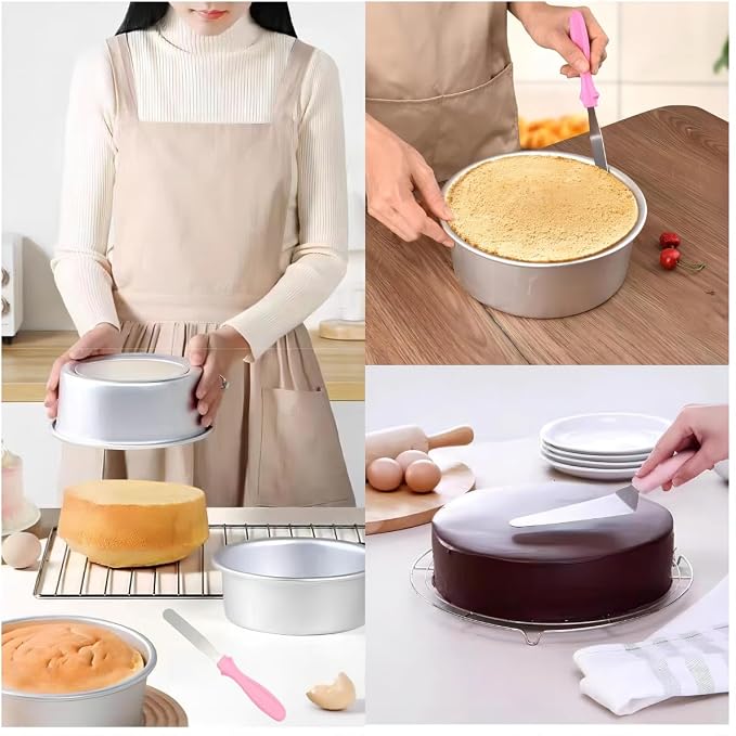 Cake Cream Spatulas, 3 Pieces of Cake Angled Spatula with Stainless Steel, Professional Cake Decorating, Pastry & Baking, Icing Frosting Cream Chocolate Cake Spatula (3pcs Pink)