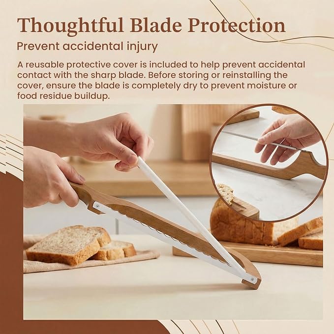 Sourdough Bow Bread Knife –Large Bread Slicer for Homemade Bread with Serrated Stainless Steel Blade, Even Slice Cutter for Baguettes, Bagels, Thoughtful bread lame,Gift for Bread Lovers