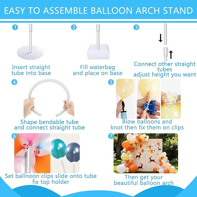 Balloon Arch Kit - Adjustable 8.2FT & 6FT Balloon Arch Stand with Base, Reusable Half Arch Balloon Stand Floor Frame for Birthday Wedding Baby Shower Holiday Graduation Events Decorations (White)