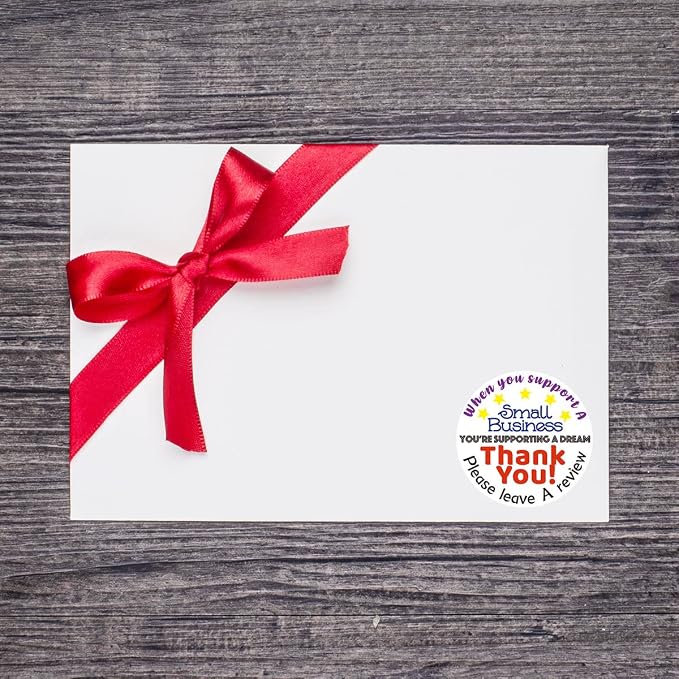 Please Leave a Review Stickers,Small Business Package Packing | 500 Labels Per Roll/Colorful/Stick Easily/Waterproof/Cute Thank You Sticker for Mail Envelopes