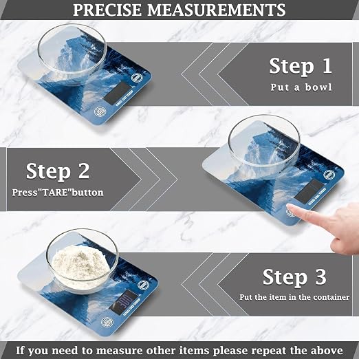 Food Scale Kitchen Scale Food Weight Scales Digital Weight Grams and Ounces Small Electronic Food Scale for Baking Cooking Winter Blue Mountain and Mirrored Lake