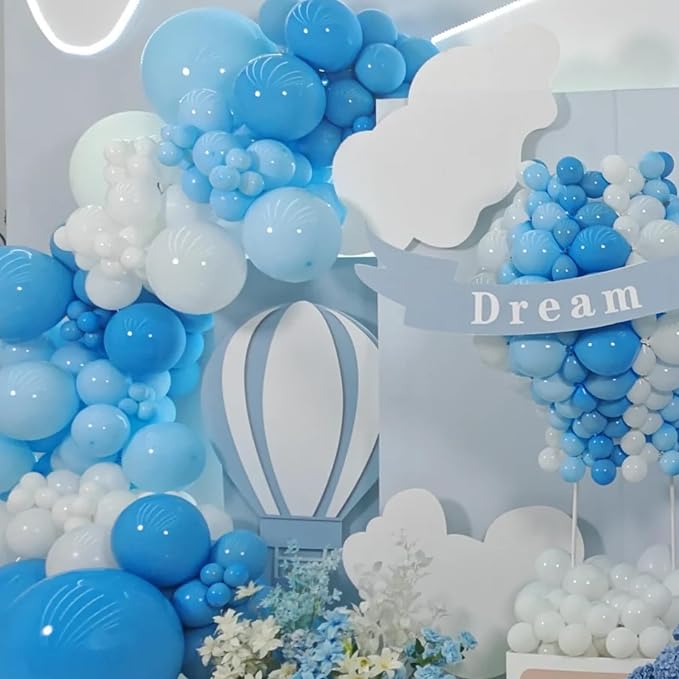 Voircoloria 90pack Blue Balloons Different Size 18/12/10/5 Inch Pastel Green Balloon Garland Arch Kit for Baby Shower,Graduation, Wedding, Birthday, Gender Reveal, New Year Decorations