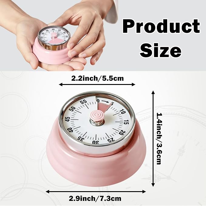 60-Minute Magnetic Visual Timer, Silent Operation and No Battery Needed, Time Management Tools for Kitchen, Homeschool Desk, Office Meetings & Home Learning Timer (Pink-X2)
