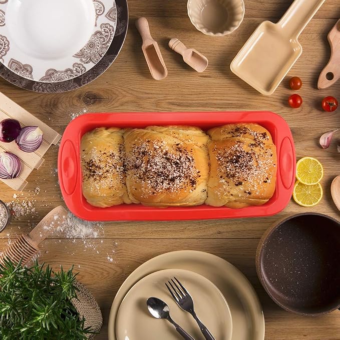 SILIVO Silicone Bread and Loaf Pans (2 Pack) - Nonstick Silicone Baking Mold for Homemade Loaf, Bread and Meatloaf