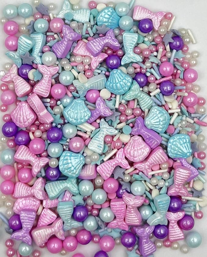 Sentovac Edible Mermaid Pearl Shell Sprinkles | Edible Cake Cupcake Sprinkles 1 Bottle 3.53oz/ 100g | Cookie and Ice Cream Topper Decoration Supplies
