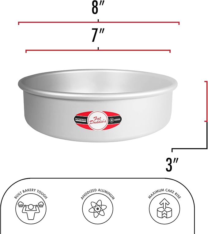 Fat Daddio's PCC-73SET Anodized Aluminum Round Cheesecake Pans, 2 Piece Set, 7 x 3 Inch