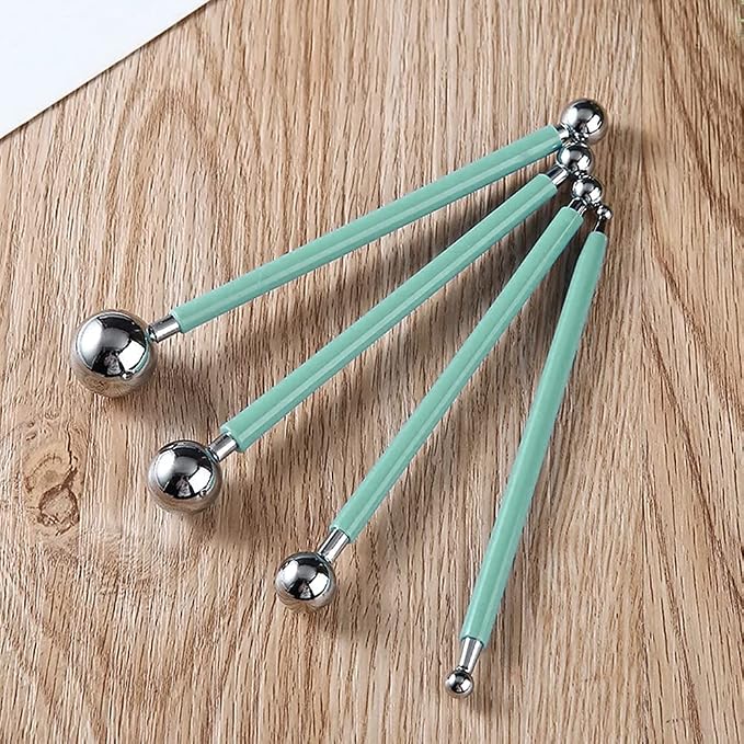 4 x Fondant Cake Decorating Clay Flower Sugarcraft Ball Model DIY Tool 8 Sizes (Green)
