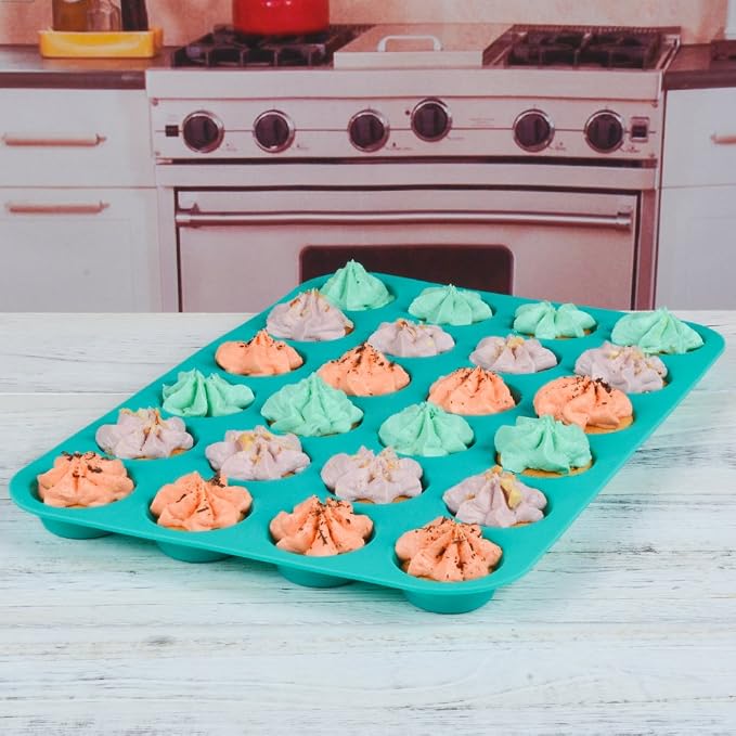 CAKETIME Silicone Muffin Pan Cupcake Pan Set - Mini 24 Cups and Regular 12 Cups Muffin Tin, Nonstick Food Grade Molds with 12 Baking Cups