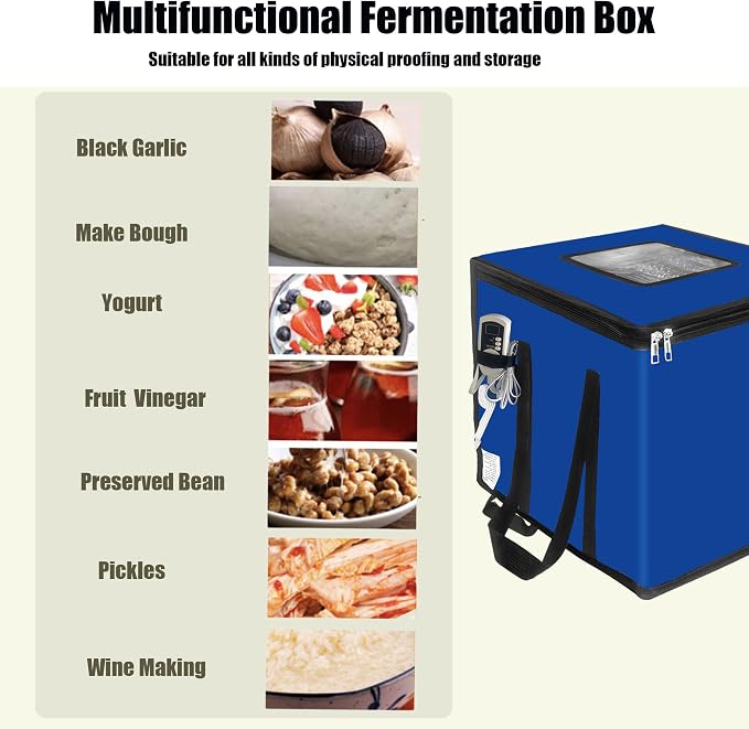 Proofing Box for Sourdough Bread, 74L Foldable Dough Proofer with 4-Sided Heating, Adjustable Temperature Control (33-122°F), 96-Hour Timer, Bread Rising Box for Pizza Dough, Yogurt & Fermentation