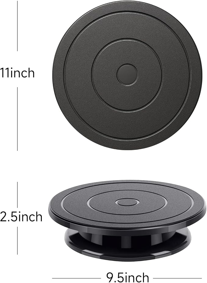 11 Inch Rotate Turntable, Revolving Cake Turntable, Cake Spinner Stand for Decorating, Display,Bakin (Black)