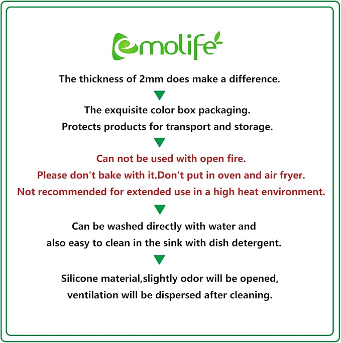 emolife Silicone Mats for Kitchen Counter, Thick 2mm, Countertop Protector, Heat Resistant Mat, Non-Slip (Dark Grey)