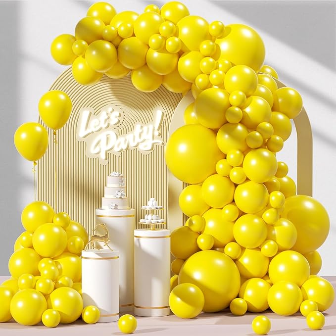120pcs Yellow Balloon Arch Kit, 18 12 10 5 inch Yellow Latex Balloons Different Sizes Balloon Garland for Baby Shower Sunflower Bee Wedding Birthday Party Decorations