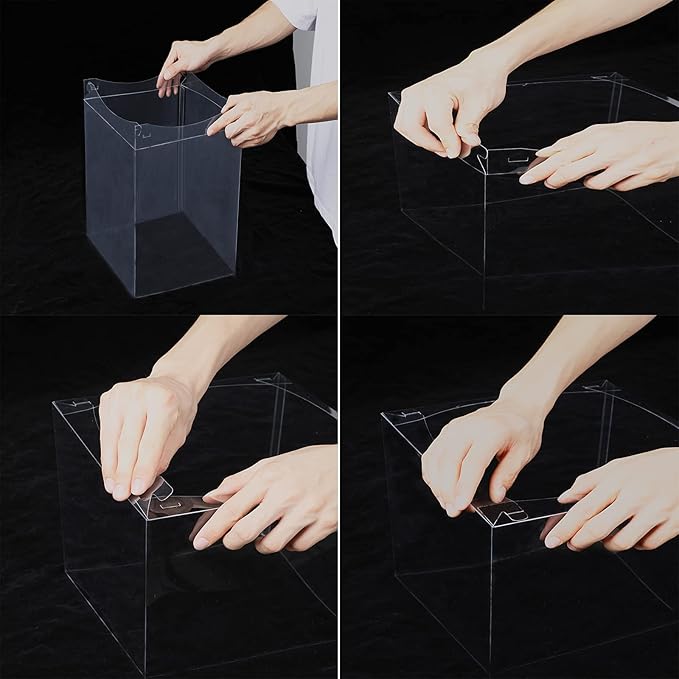 XININSUN 6inch Clear tall cake Box with Ribbon, 8 X 8 X 9inch for Bakery Boxes Clear Gift Boxes,ideal for wedding birthday party and gift display-Black