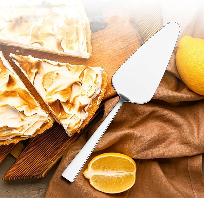 Cake Pie Servers, 9.06" Stainless Steel Wedding Cake Cutter with Serrated Edges, Pie Spatula Pizza Pastry Server Set of 2, Square Handle Cake Cutting Set for Wedding Brithday Party and Events