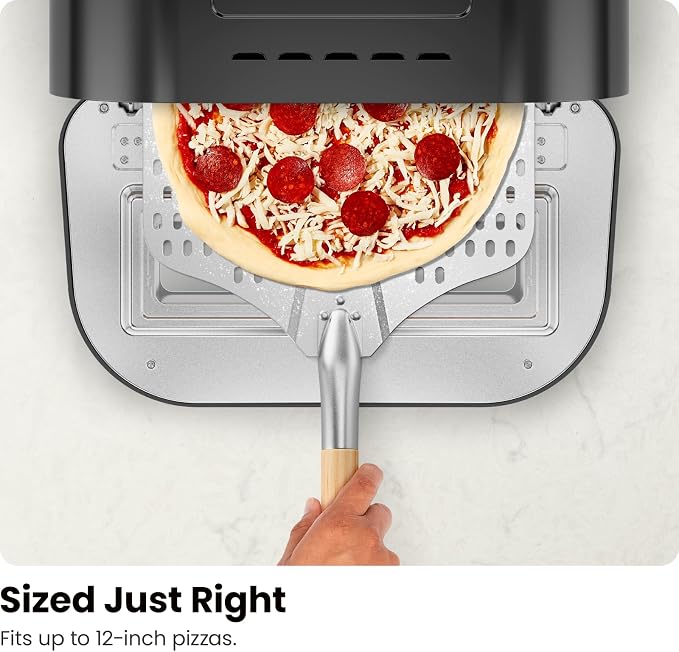 CHEFMAN Indoor Pizza Oven - Makes 12 Inch Pizzas in Minutes, Heats up to 800°F - Countertop Electric Maker with 5 Touchscreen Presets, Pizza Stone and Peel Included - Stainless Black