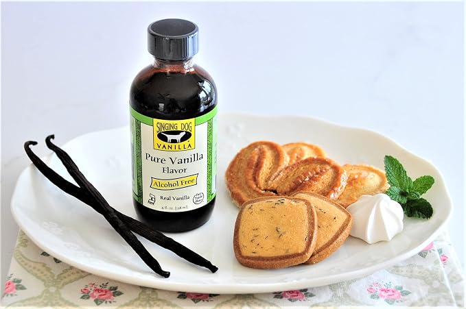 Singing Dog Vanilla Pure Vanilla Flavor, Alcohol-Free, 4 fl oz - Real Vanilla Beans, Glycerin-Based - Non-GMO, Vegan, Kosher Pareve