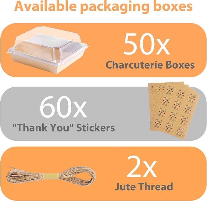 Charcuterie Boxes with Clear Lids (50 Pack),Mini Charcuterie Containers,To Go Paper Small Charcuterie Boxe,Disposable Food Box Container - Pastry,Cookie,Sandwich, Cake,Dessert,Snack