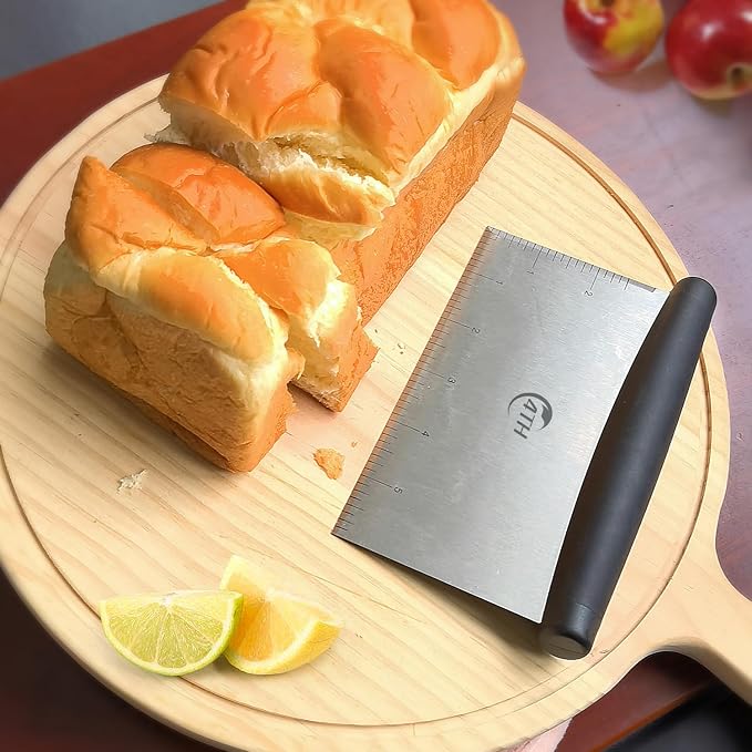 Stainless Steel Dough Bench Scraper & Chopper, Pastry Cutter for Kitchen (1 Pack, Black)