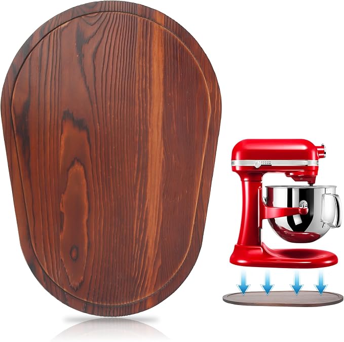 Bamboo Mixer Slider Compatible with Kitchen aid Bowl Lift 5-8 Qt Stand Mixer - Kitchen Countertop Storage Mover Sliding Caddy for Kitchen Aid 5-8 Qt Mixer (5-8 Qt - Brown)