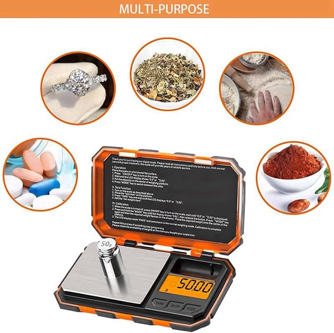 UNIWEIGH Digital Gram Scale,200g/0.01g Pocket Electronic Mini Scale | 6 Units Jewelry Scale with LCD Display,Tare Function,Auto Off,50g Cal Weight