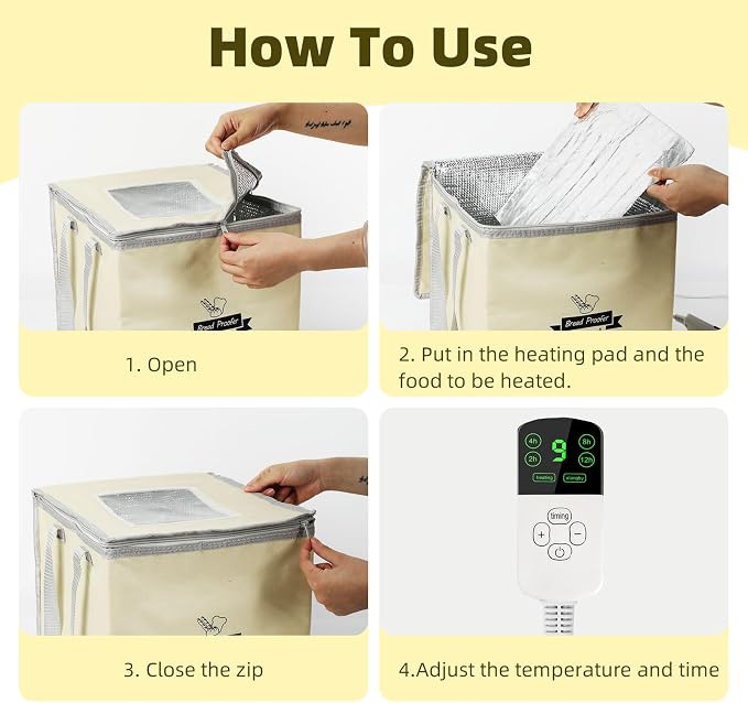Bread Dough Proofing Box, Temperature Control Timer, Foldable Visible Starter Warmer for Bread, Pizza, Yogurt