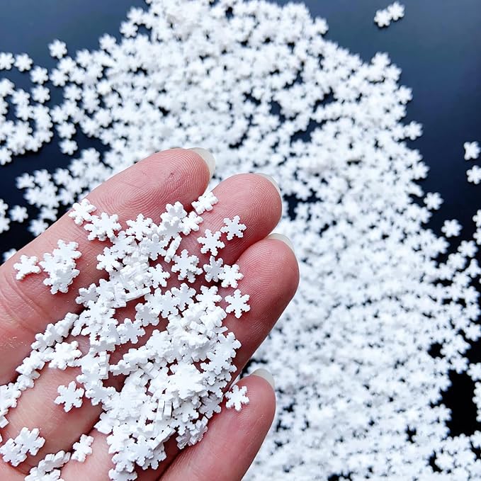 White Snowflake Polymer Clay Slices Nail Art Slices for Nail Art DIY Crafts Cake Phone Case (100G White Snowflake-3)