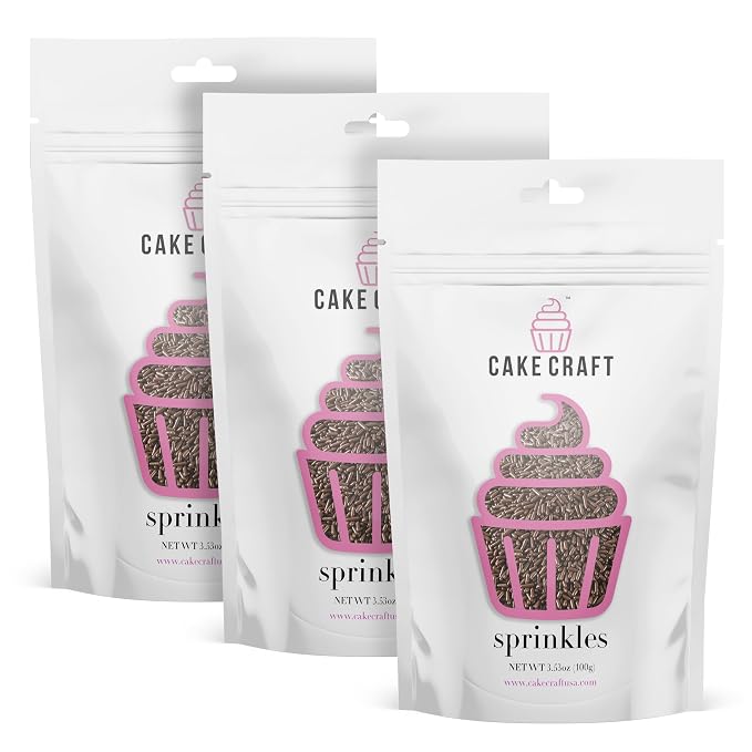 Cake Craft Sprinkles – 3-Pack (100g Each) | Decorating Cakes, Cupcakes, Cookies & More | Brown – Jimmies