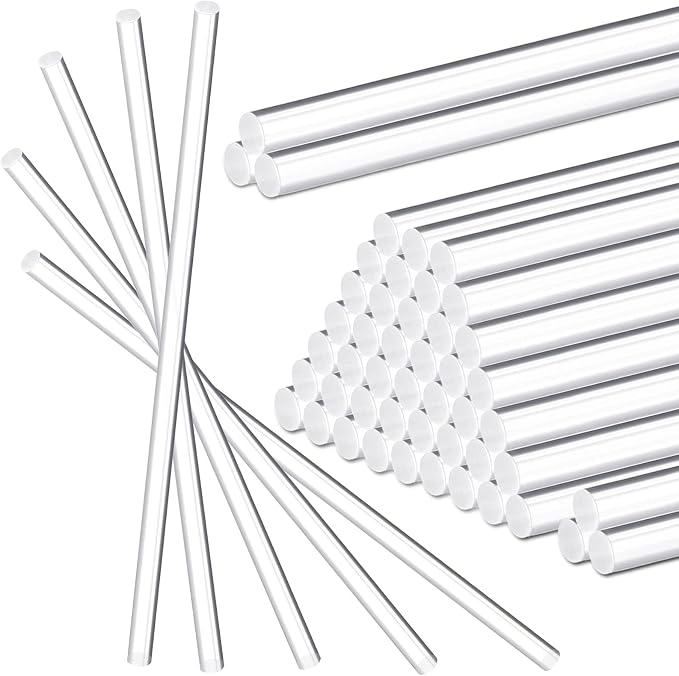 Zopeal 200 Pcs Acrylic Lollipop Sticks Clear Cake Pops Rods Cake Topper Candy Cupcake Treat Stick for Wedding Chocolate Cookie Dessert Handmade DIY Crafts Party Decor Gardening(6 x 0.12 Inches,Clear)