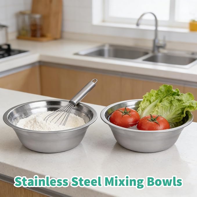 14 Pcs Stainless Steel Mixing Bowls Bulk, 8.66 x 5.1x 3 Inch Silver Metal Salad Bowl, Reusable Nesting Container, Food Baking Container, for Hotel Restaurant Home Kitchen